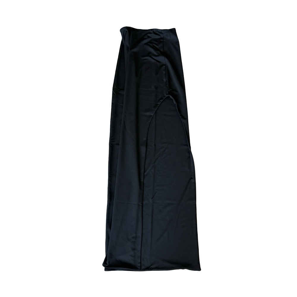 Black Asymmetrical Maxi Skirt Side Slit Womens Size Small
